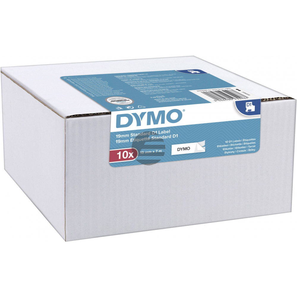 2093096 DYMO D1 9mm (10) SCHWARZ-WEISS Etikettenband 7m selbstklebend