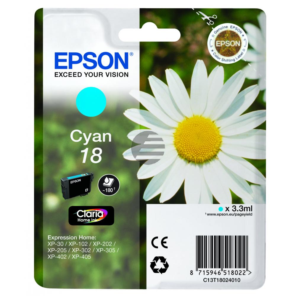 Epson Tintenpatrone cyan (C13T18024020, T1802)