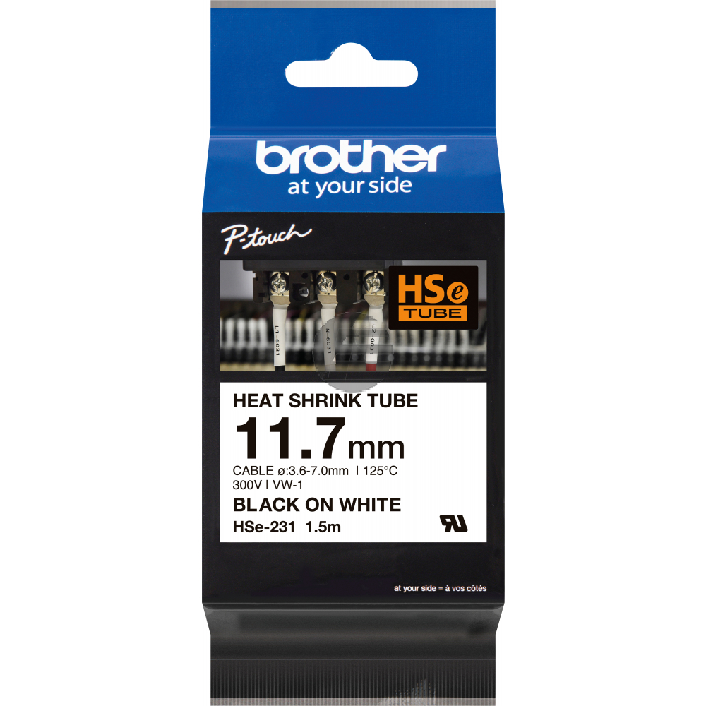 Brother Heißschrumpfschlauch 6mm schwarz/weiß (HSE-231)