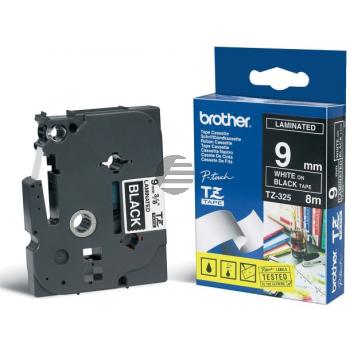 Brother Schriftbandkassette weiß/schwarz (TZE-325)