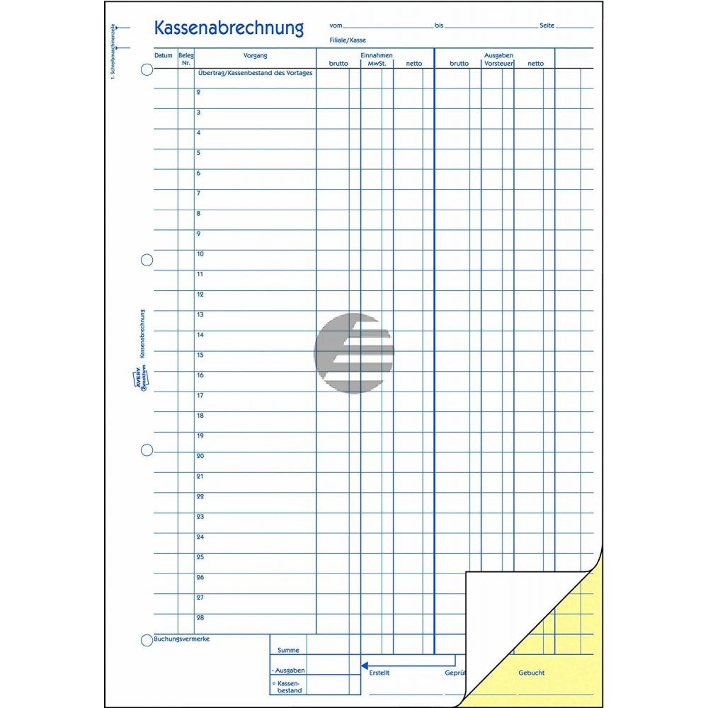 AZ Kassenabrechnung 1757 A4 Hoch weiß/gelb Inh.2x40 Blatt Avery Zweckform