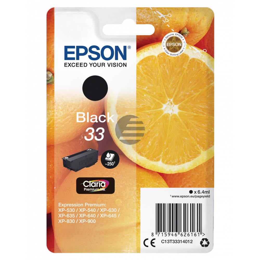 Epson Tintenpatrone with secure schwarz (C13T33314022, T3331)