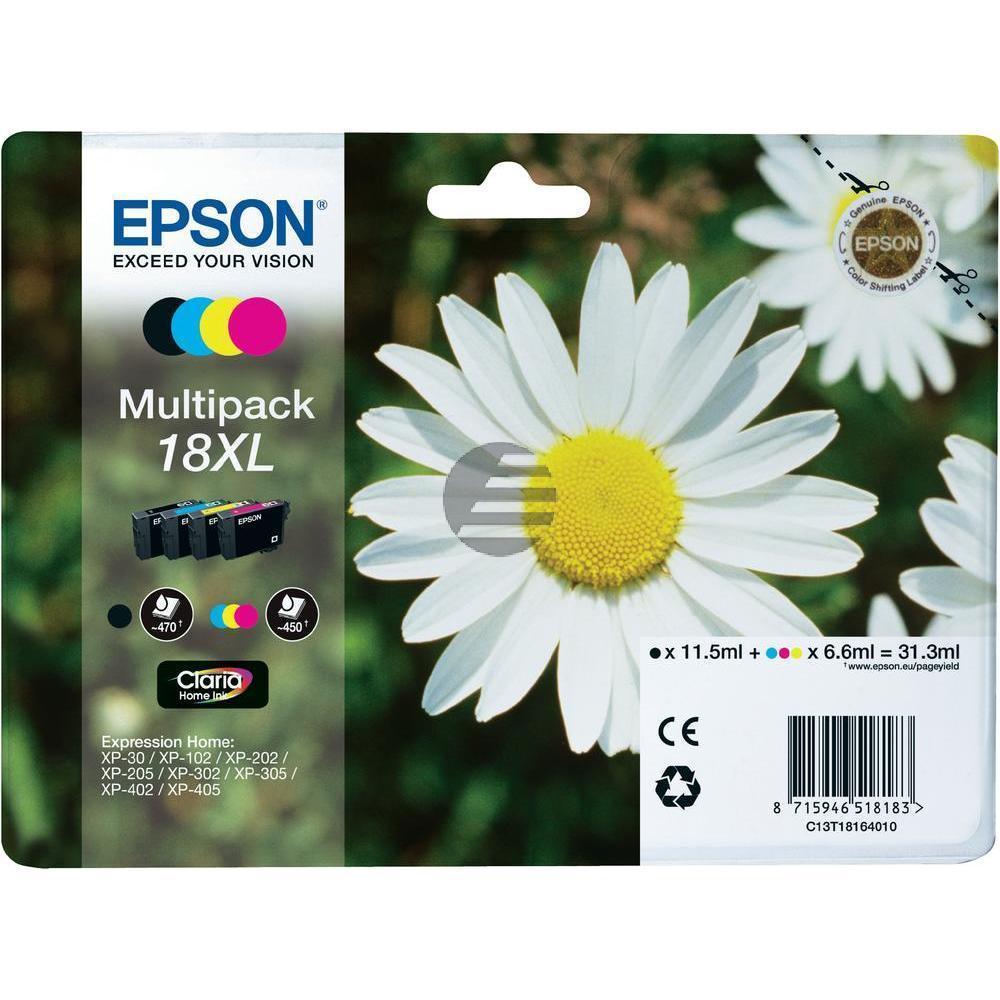 Epson Tintenpatrone gelb, magenta, schwarz, cyan HC (C13T18164012, T1816)