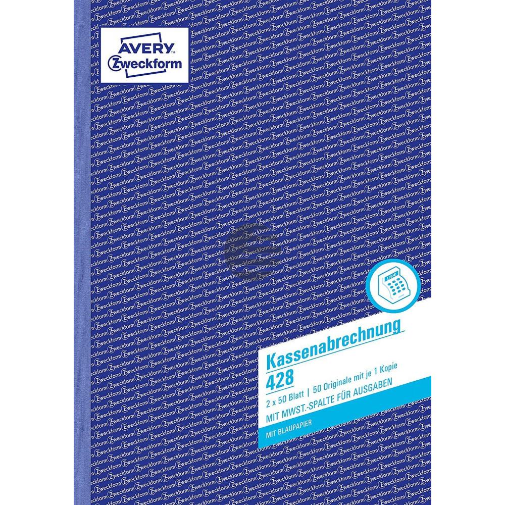 AZ Kassenabrechnung 428 A4 Hoch weiß/gelb Inh.2x50 Blatt Avery Zweckform