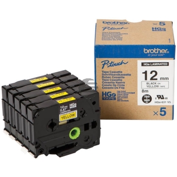 Brother Schriftbandkassette schwarz/gelb (HGE-631V5)