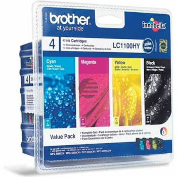 Brother Tintenpatrone gelb, magenta, schwarz, cyan (LC-1100VALBPDR)