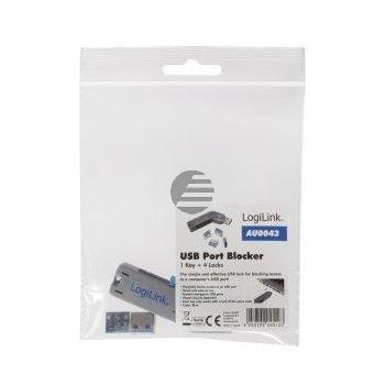 LogiLink USB Port Schloss, 1 Schlüssel und 4 Schlösser