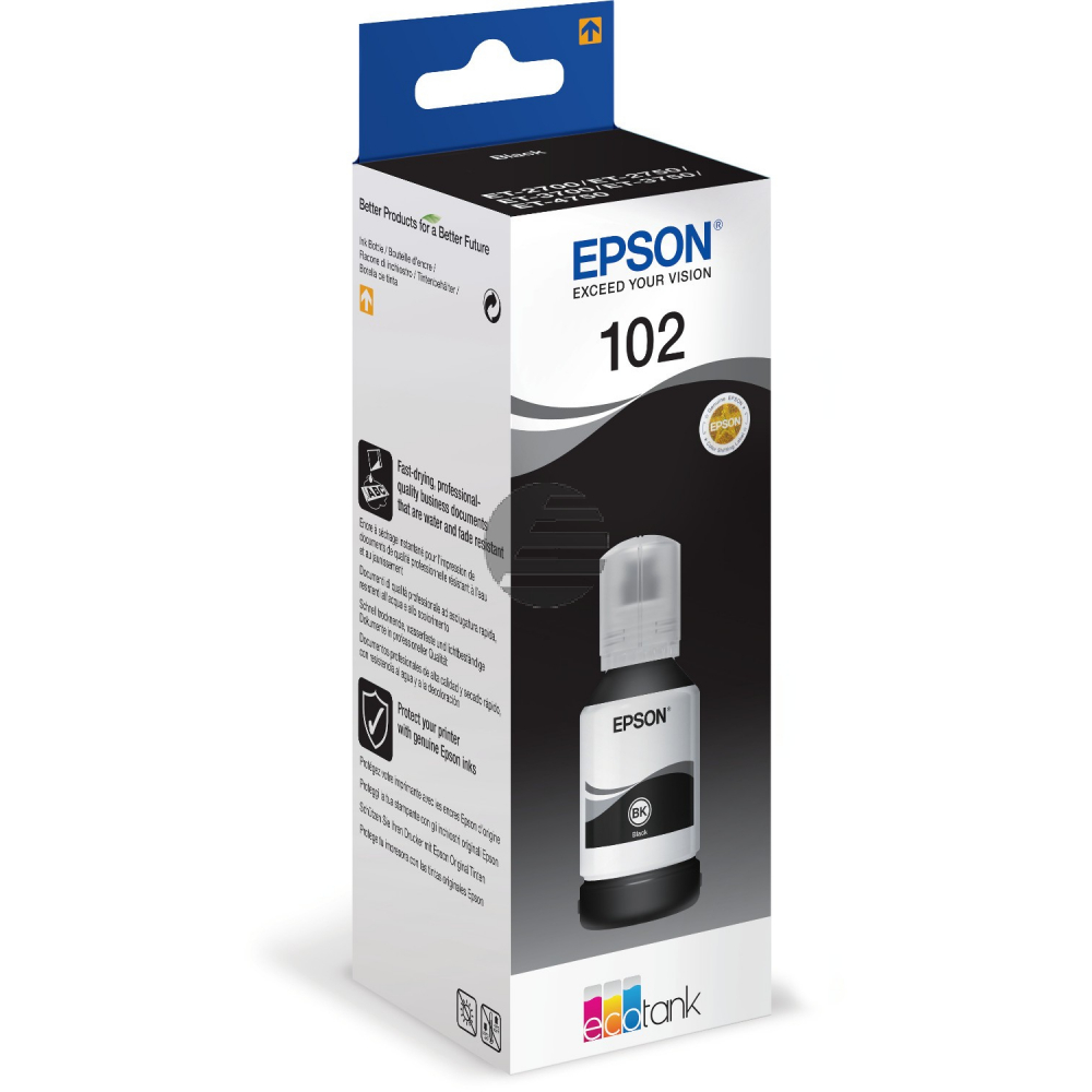 Epson Tintennachfüllfläschchen schwarz (C13T03R140, 102)