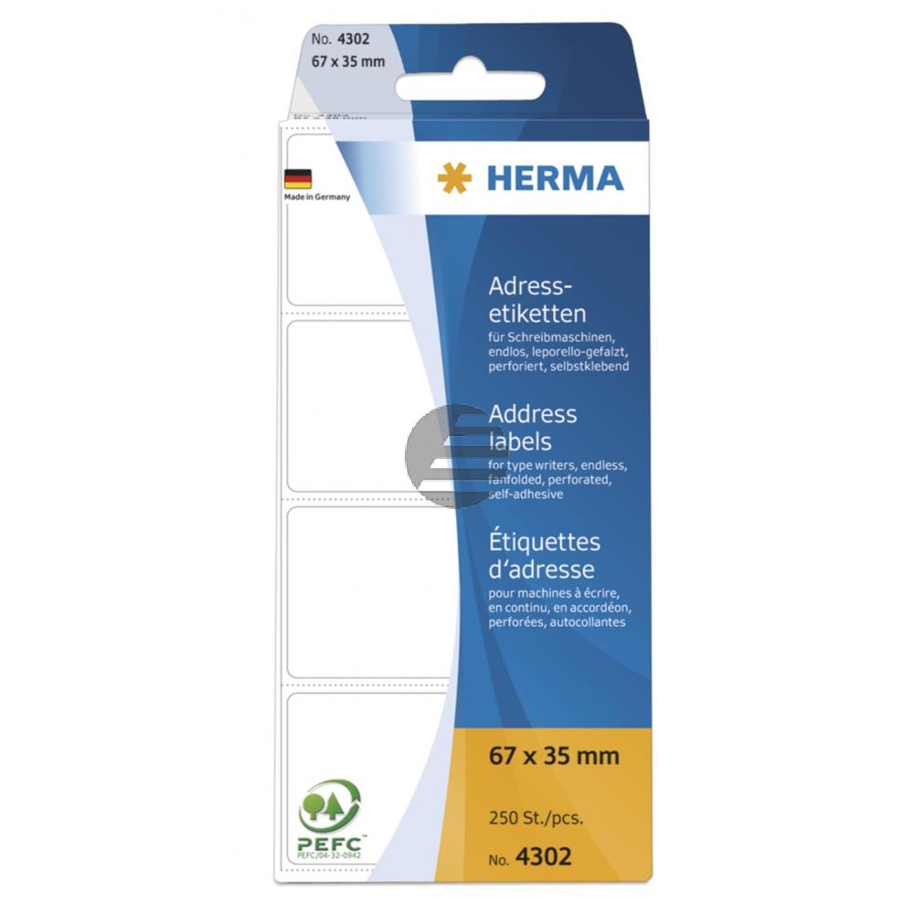 Herma Adressetiketten Zickzack weiß 67 x 35 mm Inh.250