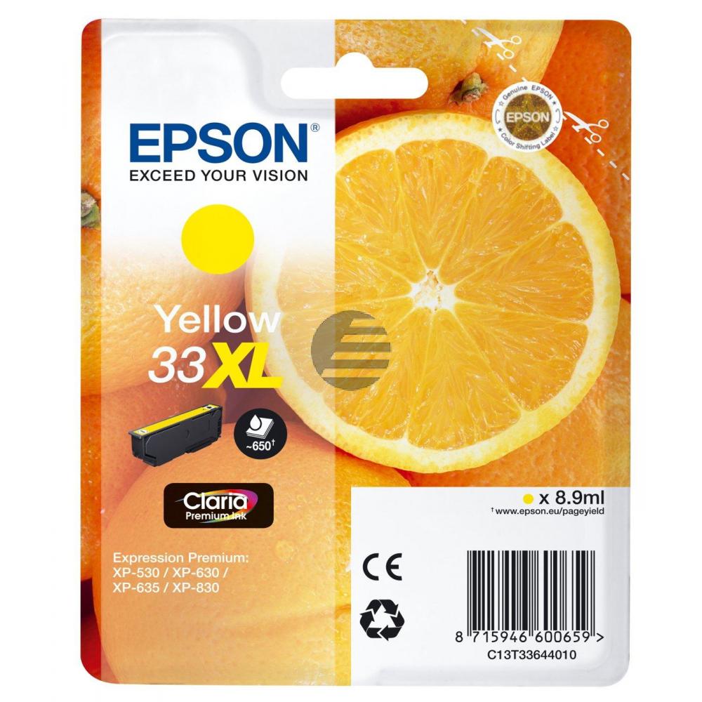 Epson Tintenpatrone with secure gelb HC (C13T33644012, T3364)