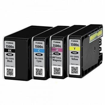 Canon Tintenpatrone gelb, magenta, schwarz, cyan HC (9182B004, PGI-1500XLBK, PGI-1500XLC, PGI-1500XLM, PGI-1500XLY)