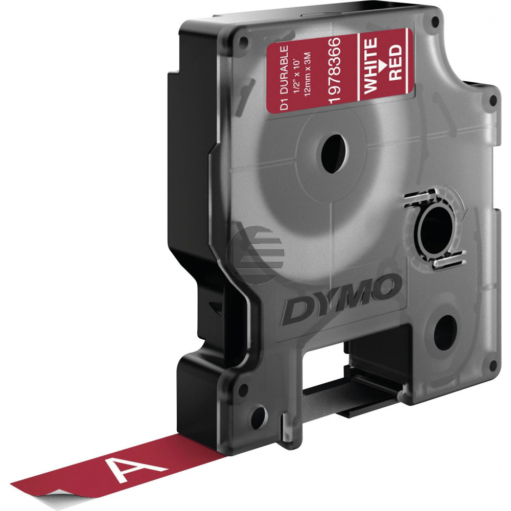 1978366 DYMO D1 12mm ROT-WEISS Vinyl Schriftband 3m permanent haftend