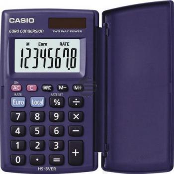 Casio Taschenrechner HS-8VER 8-stellig Solar/Batterie Prozent/Euro