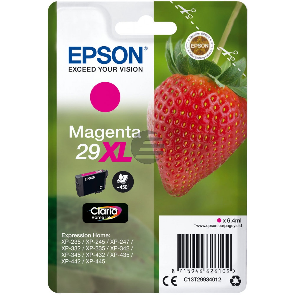 Epson Tintenpatrone magenta HC (C13T29934012, T2993)
