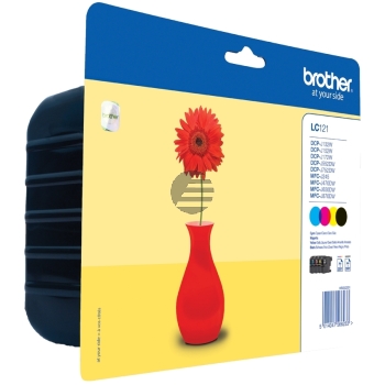 Brother Tintenpatrone gelb, magenta, schwarz, cyan (LC-121VALBPDR)