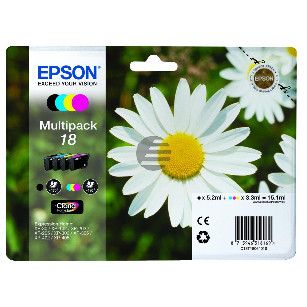 Epson Tintenpatrone gelb, magenta, schwarz, cyan (C13T18064010, T1806)