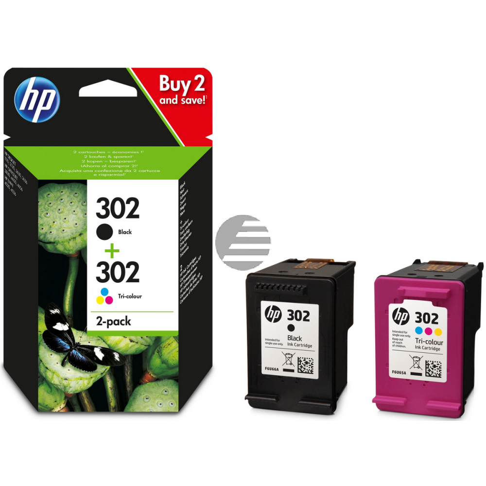 HP Tintendruckkopf cyan/magenta/gelb, schwarz (X4D37AE, 302)