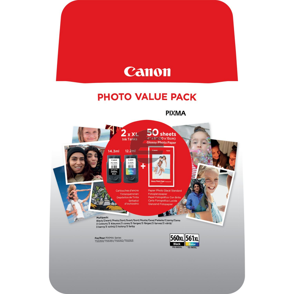 Canon Tintenpatrone cyan/magenta/gelb, schwarz HC (3712C004, CL-561XL, PG-560XL)