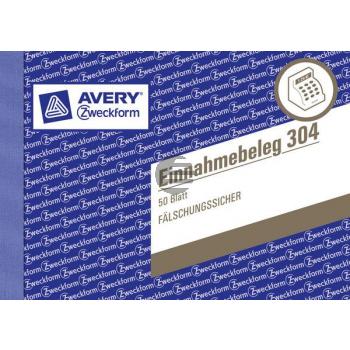 AZ Einnahmebeleg 304 A6 quer grün Inh.50 Blatt Avery Zweckform
