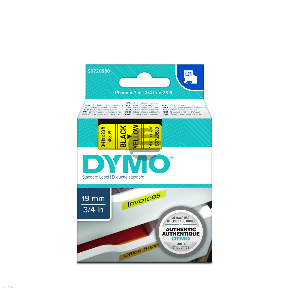 Dymo Schriftbandkassette schwarz/gelb (45808)