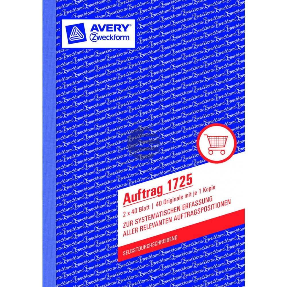 AZ Auftragsbuch 1725 A5 hoch weiß/gelb Inh.2 x 40 Blatt Avery Zweckform