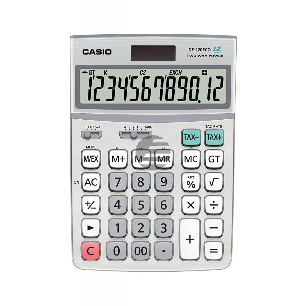 Casio Tischrechner DF-120ECO 12-stellig Solar/Batterie Prozent/Mwst/Wurzel/ Währung