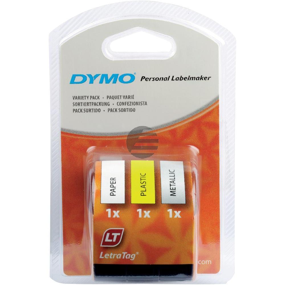 Dymo Schriftbandkassette schwarz/weiß, schwarz/silber metallic, schwarz/gelb (S0721800, 91241)