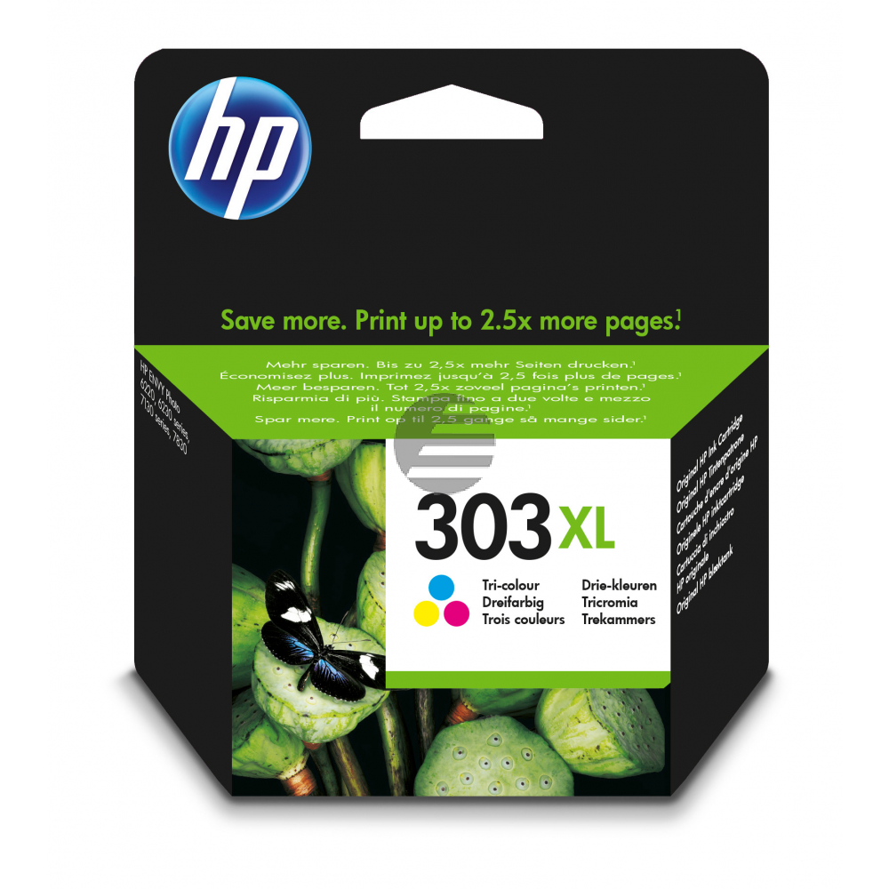 HP Tintendruckkopf cyan/magenta/gelb HC (T6N03AE#301, 303XL)