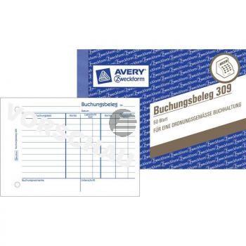 AZ Buchungsbeleg 309 A6 quer weiß Inh.50 Blatt Avery Zweckform