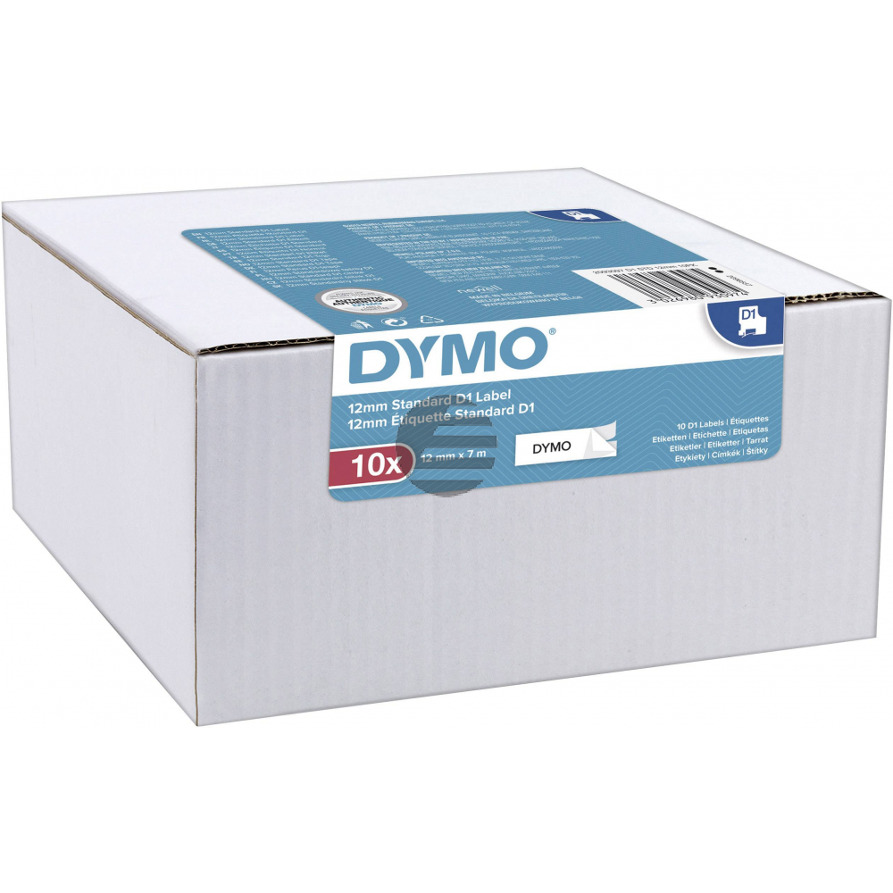 2093097 DYMO D1 12mm (10) SCHWARZ-WEISS Etikettenband 7m selbstklebend