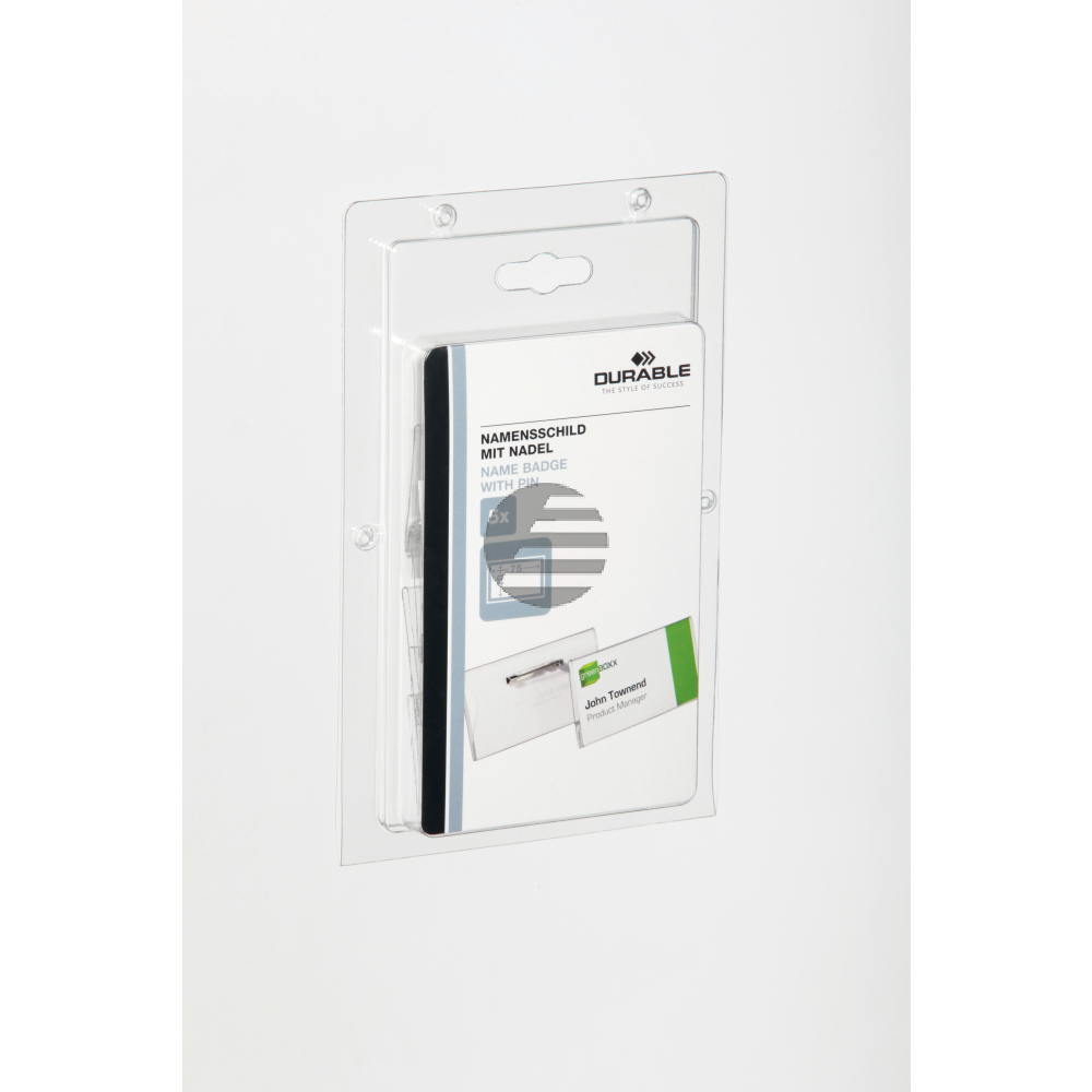 DURABLE Namensschild mit Nadel 8001/19 PVC, 40x75mm 100 Stk.
