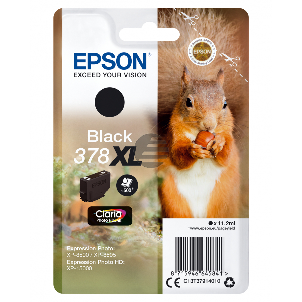 Epson Tintenpatrone schwarz HC (C13T37914020, 378XL)