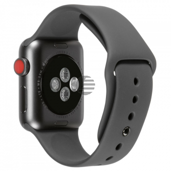 Apple Watch Series 3 (GPS + Cellular) - 38 mm - Weltraum grau Aluminium - intelligente Uhr mit Sportband - Flouroelastomer - schwarz - Bandgröße 130-200 mm - 16 GB - Wi-Fi, Bluetooth - 4G - 28.7 g