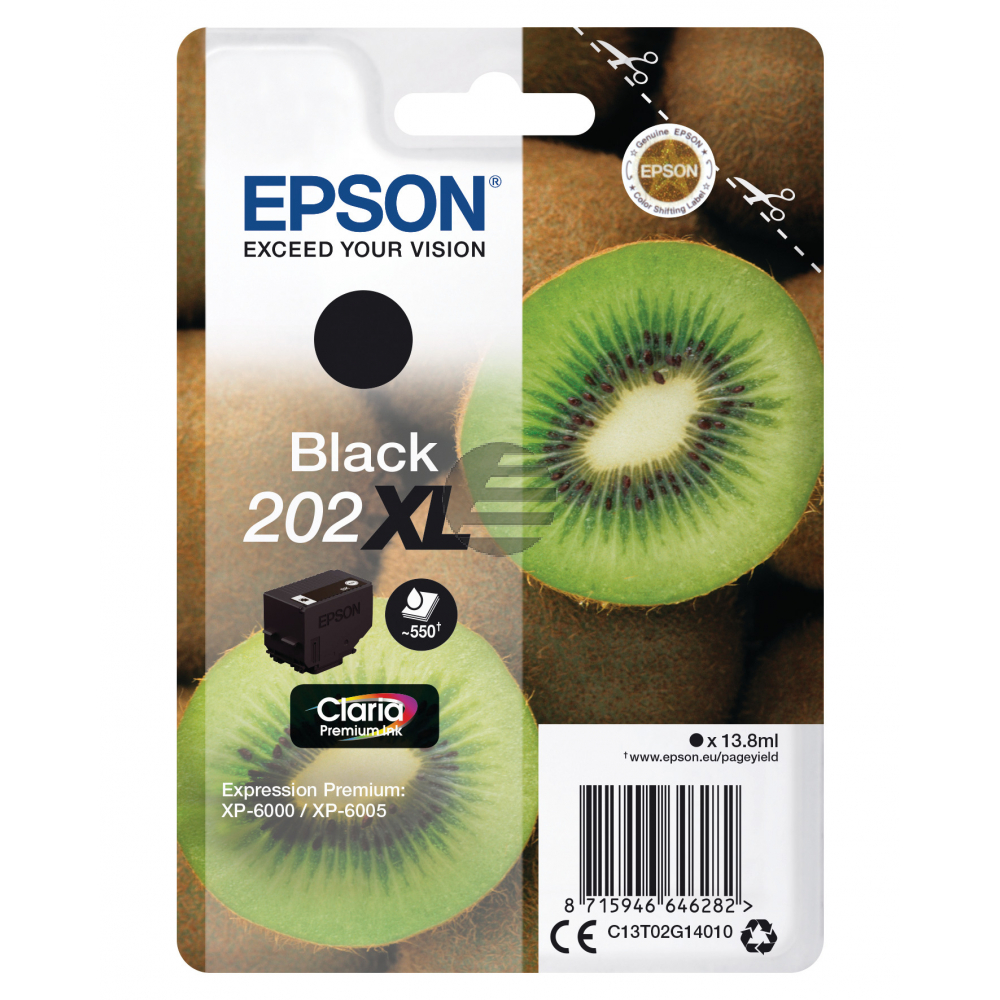 Epson Tintenpatrone schwarz HC (C13T02G14010, 202XL)