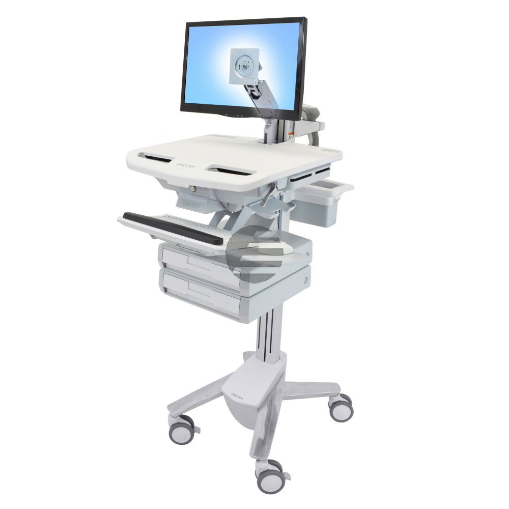 Ergotron - Wagen für LCD-Display / Tastatur / Maus / CPU / Notebook / Scanner (offene Architektur) - medizinisch - Kunststoff, Aluminium, verzinker Stahl - Grau, weiß, Polished Aluminum - Bildschirmgröße: bis zu 61 cm (bis zu 24 Zoll)