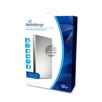 MEDIARANGE 2.5 FESTPLATTE EXTERN 500GB MR995 USB 3.0 tragbar silber