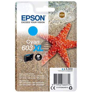 Epson Tintenpatrone cyan HC (C13T03A24020, 603XL)