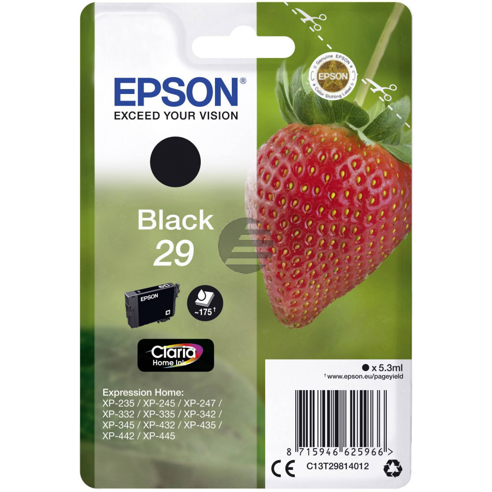 Epson Tintenpatrone schwarz (C13T29814012, T2981)