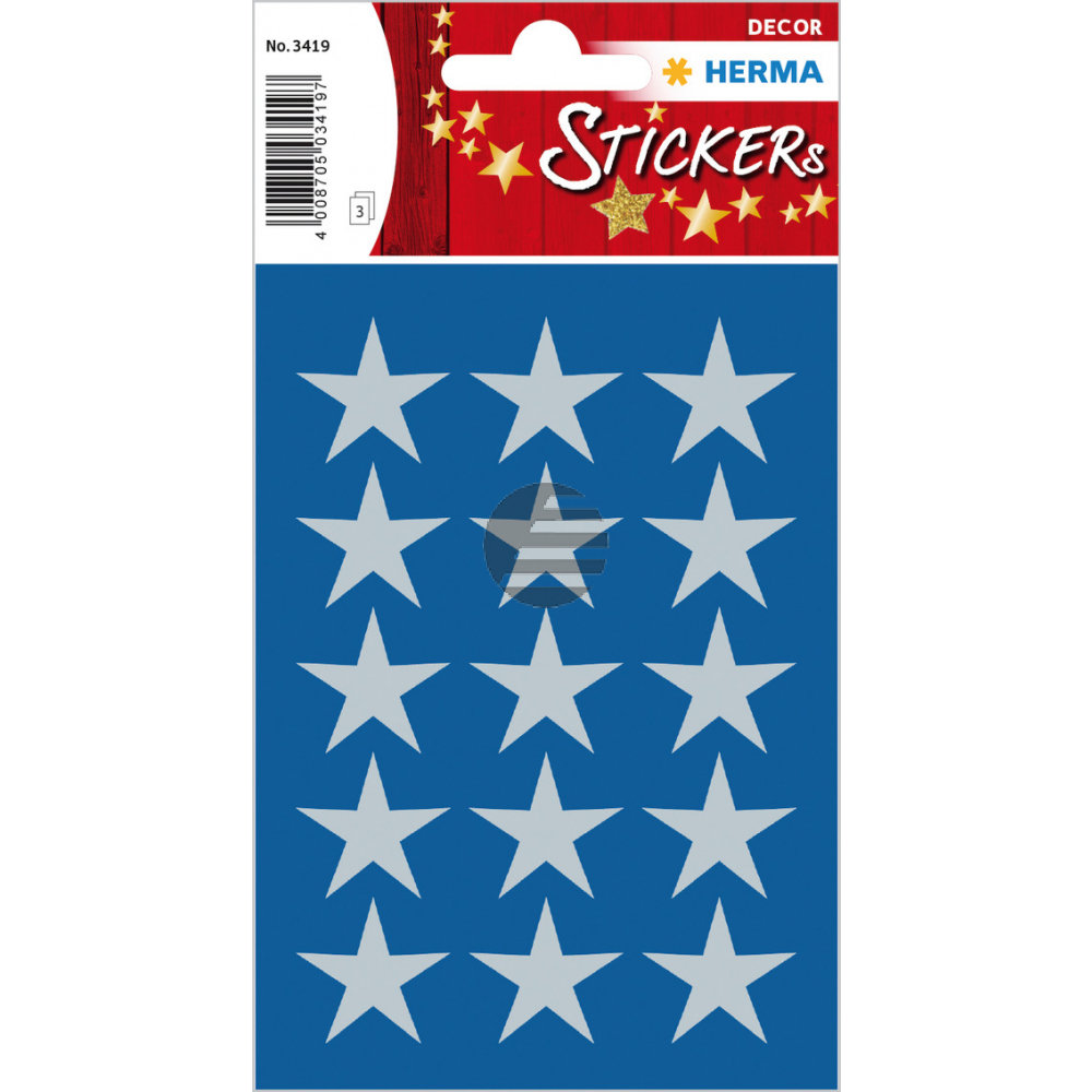 HERMA Sticker Sterne 22mm 3419 silber 45 Stück/3 Blatt