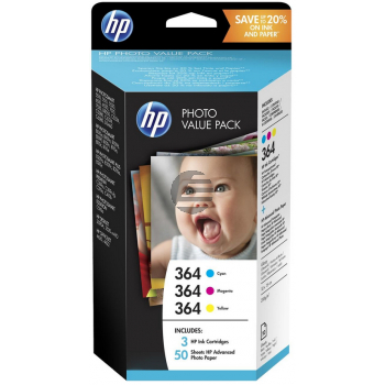HP Tintenpatrone gelb, magenta, cyan (T9D88EE, 364)