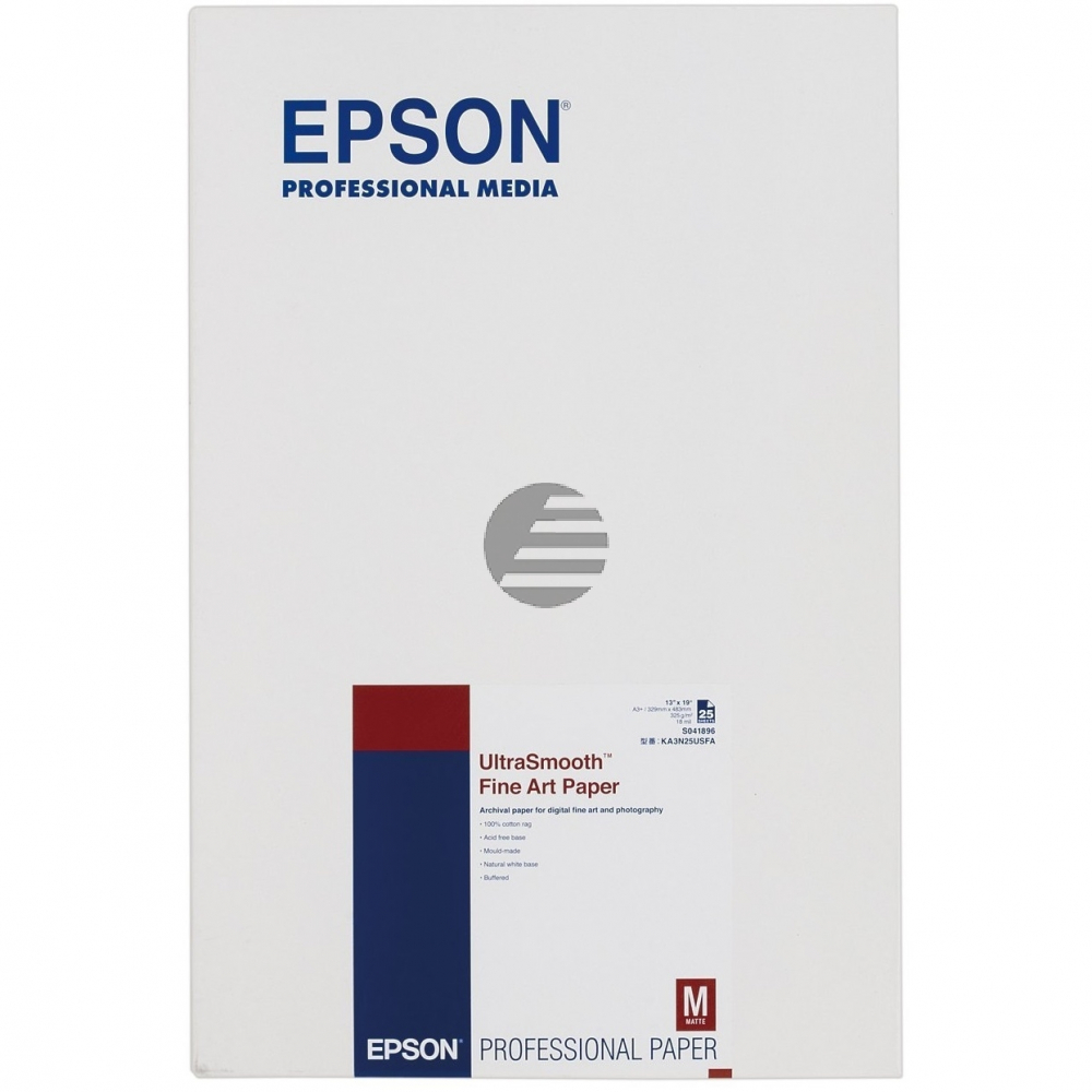 Epson Ultrasmooth Fine Art Papier (325) DIN A3+ 25 Seiten weiß (C13S041896)