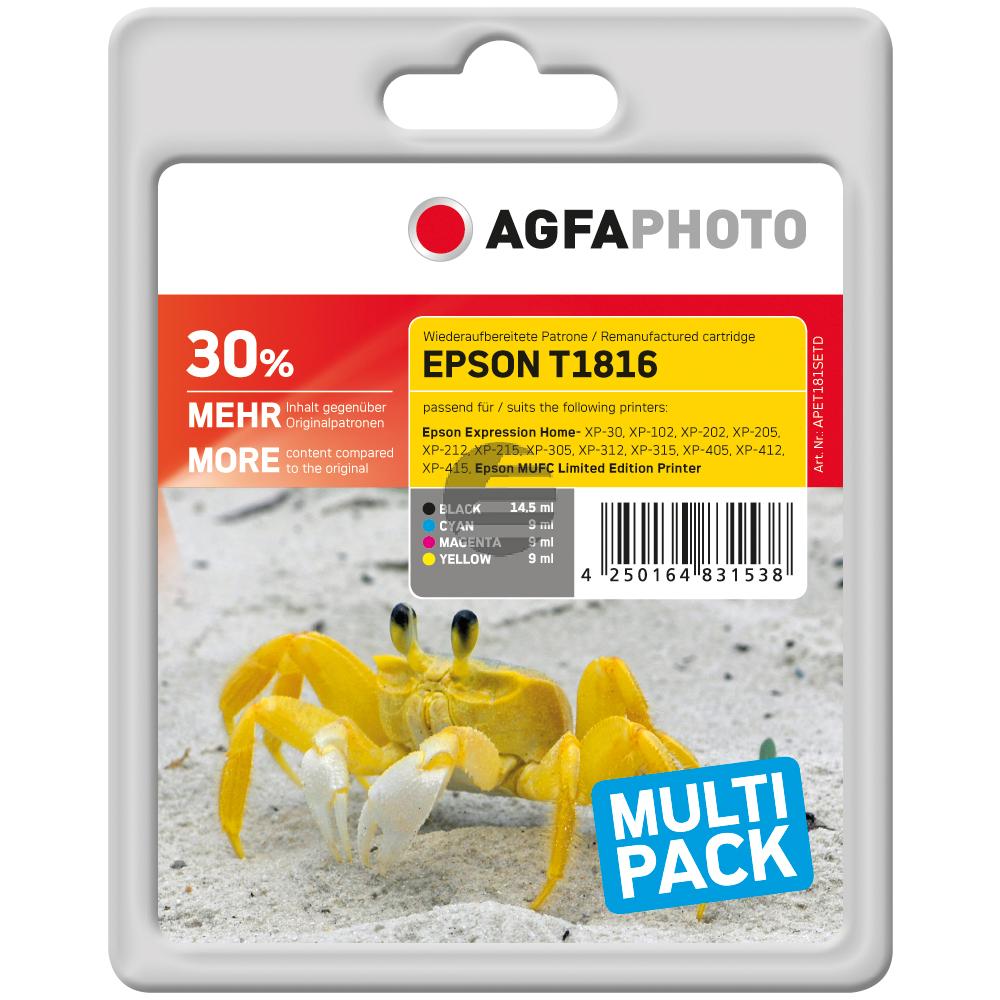 Agfaphoto Tintenpatrone gelb, magenta, schwarz, cyan HC (APET181SETD) ersetzt T1816