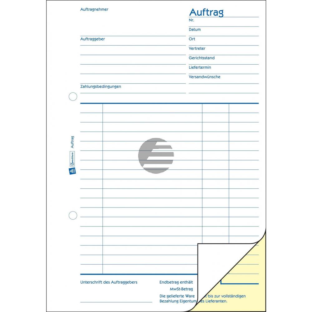 AZ Auftragsbuch 1725 A5 hoch weiß/gelb Inh.2 x 40 Blatt Avery Zweckform
