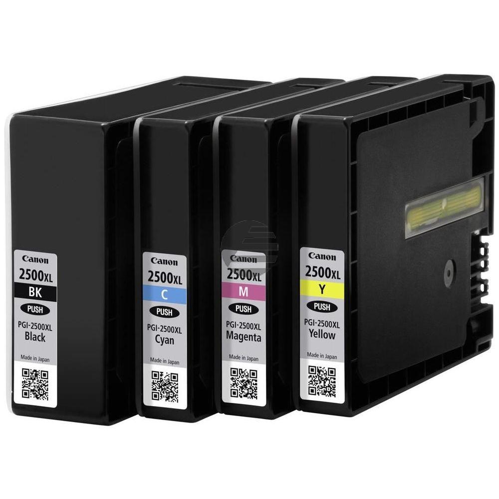 Canon Tintenpatrone gelb, magenta, schwarz, cyan HC (9254B004, PGI-2500XLBK, PGI-2500XLC, PGI-2500XLM, PGI-2500XLY)